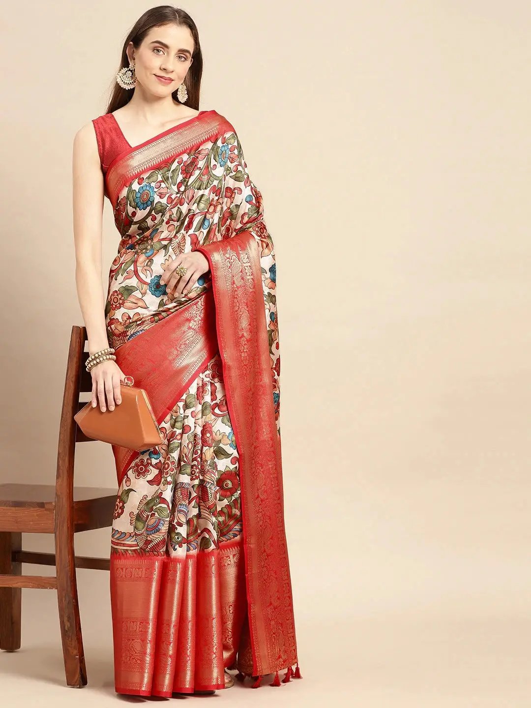 Kalamkari Pattu Banarasi Silk Saree
