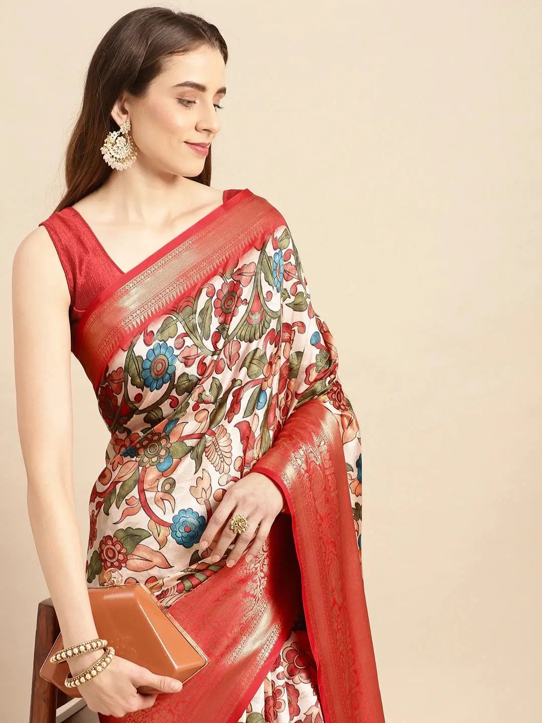 Kalamkari Pattu Banarasi Silk Saree