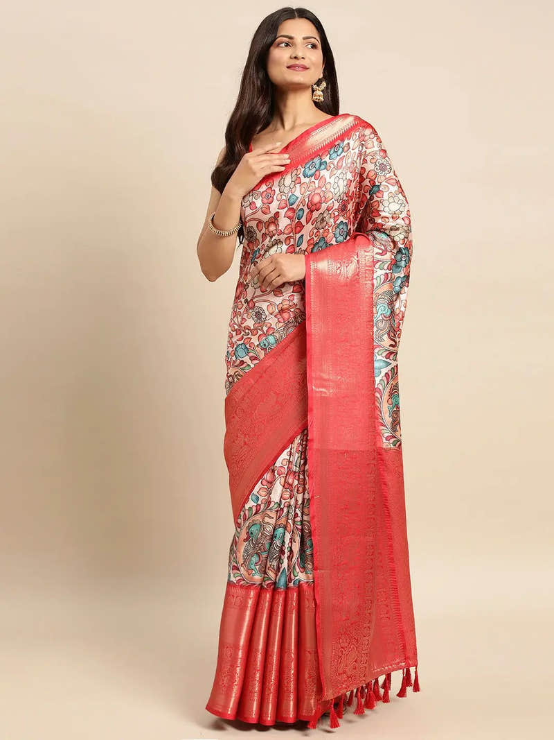 Stylish Kalamkari Pattu Banarasi Silk Saree