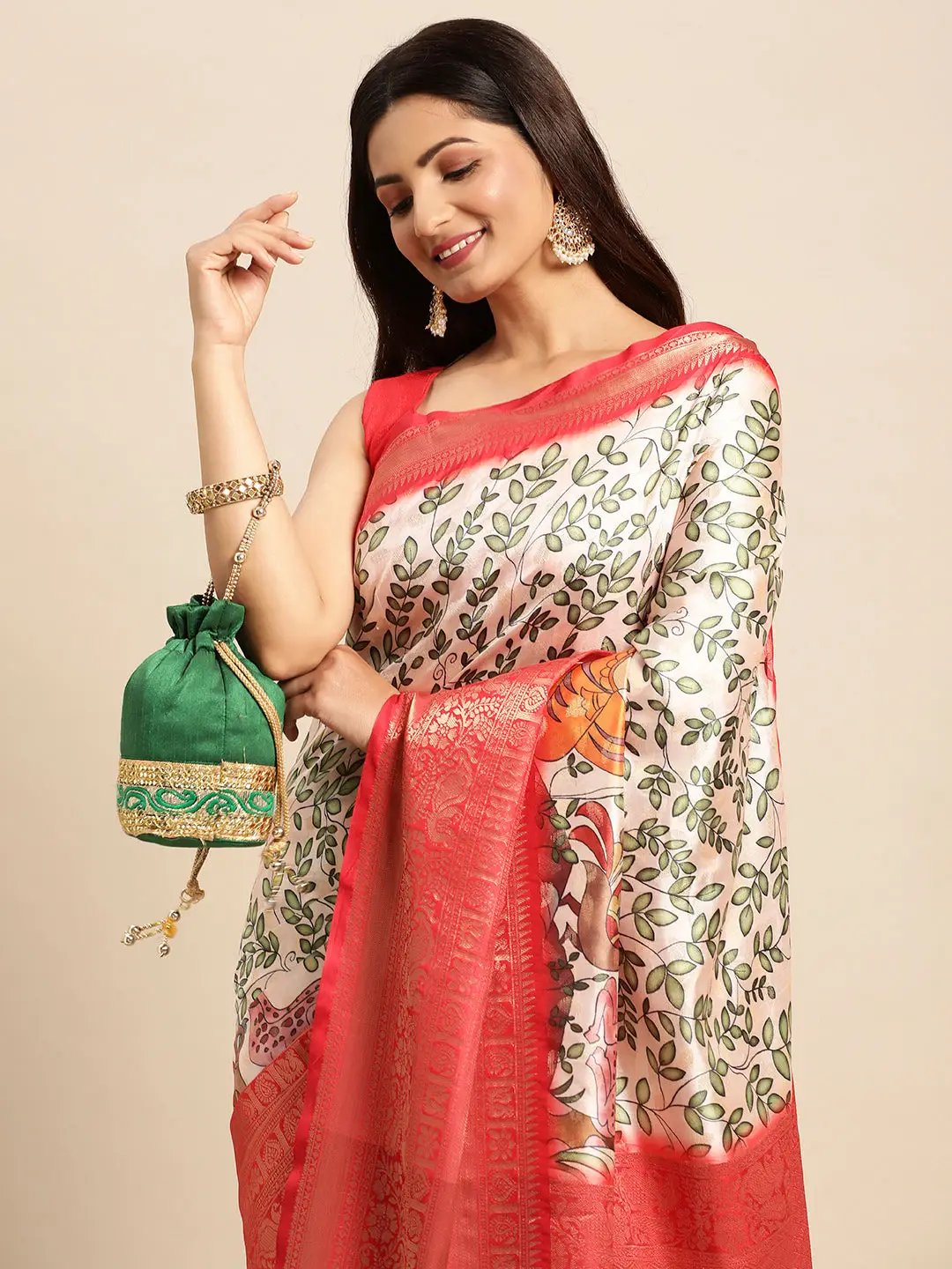 Kalamkari Pattu Banarasi Silk Saree