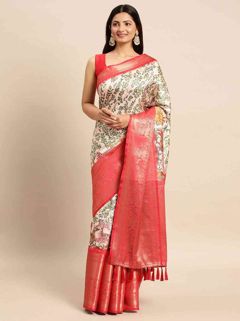 Bollywood Kalamkari Pattu Banarasi Silk Saree