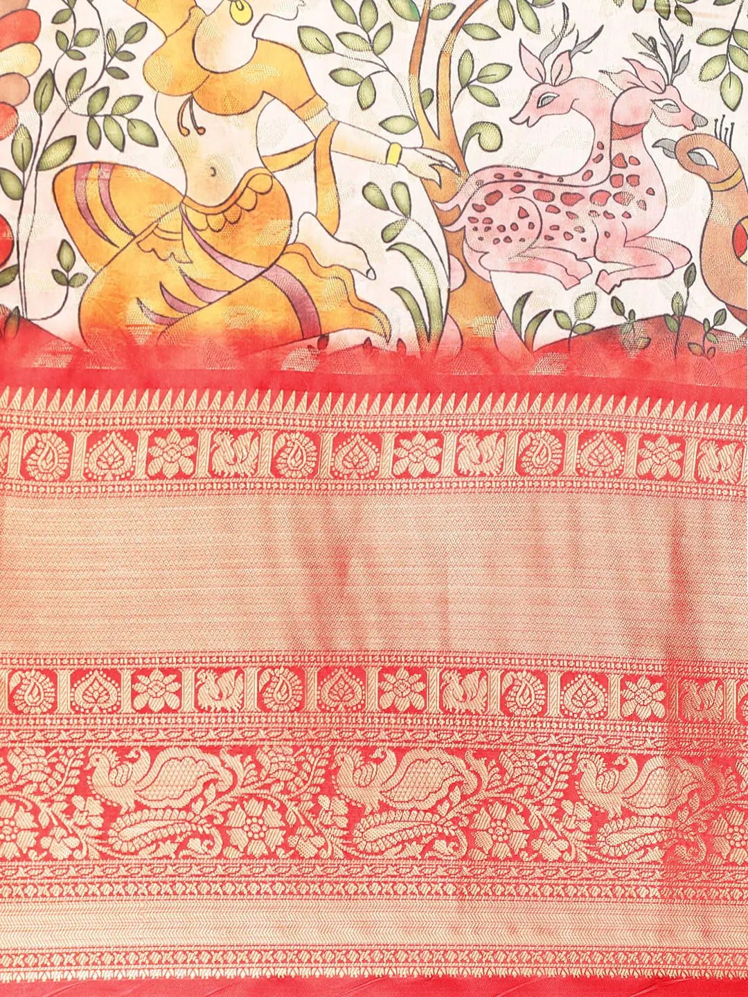Kalamkari Pattu Banarasi Silk Saree