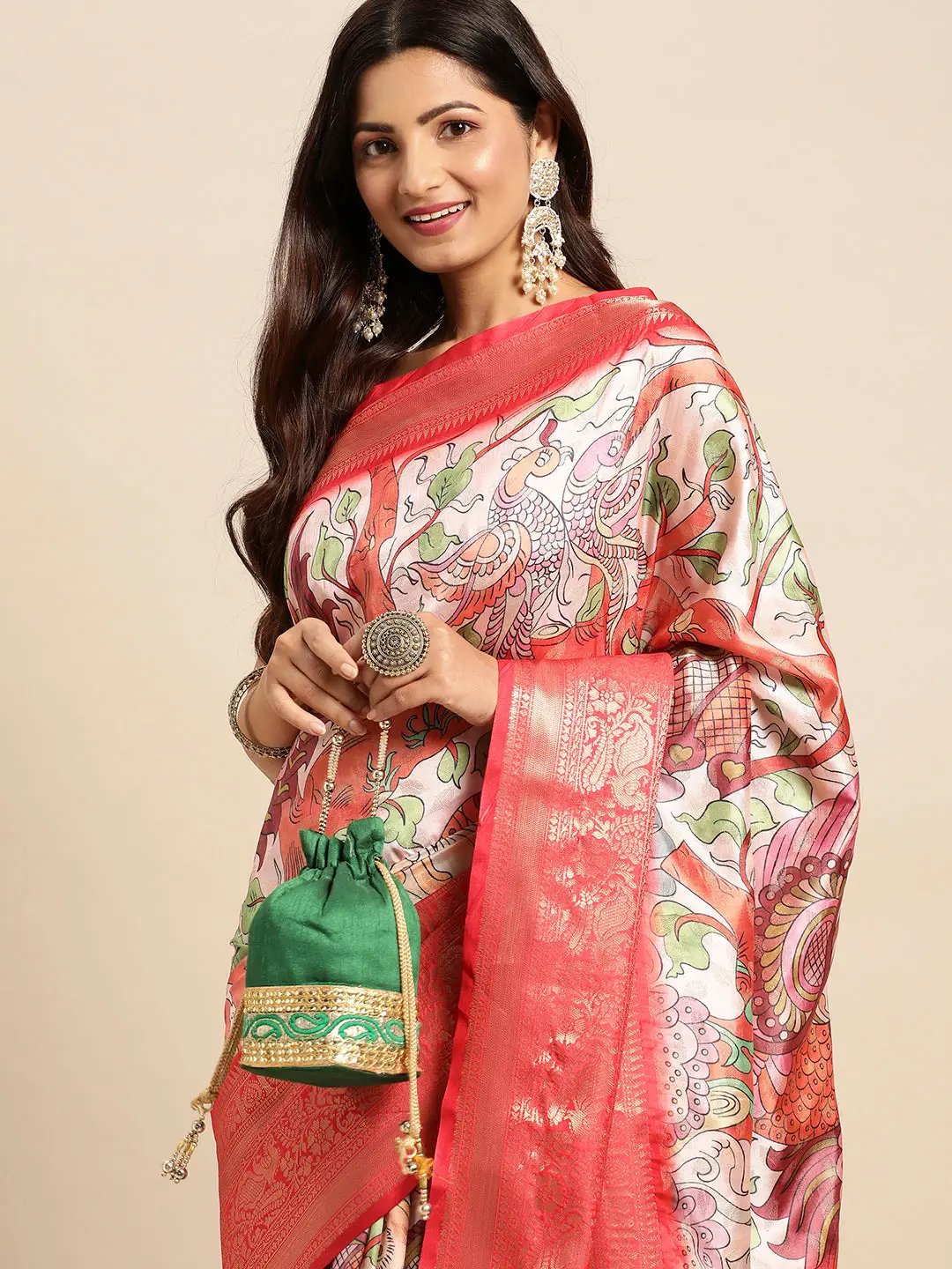 Kalamkari Pattu Banarasi Silk Saree