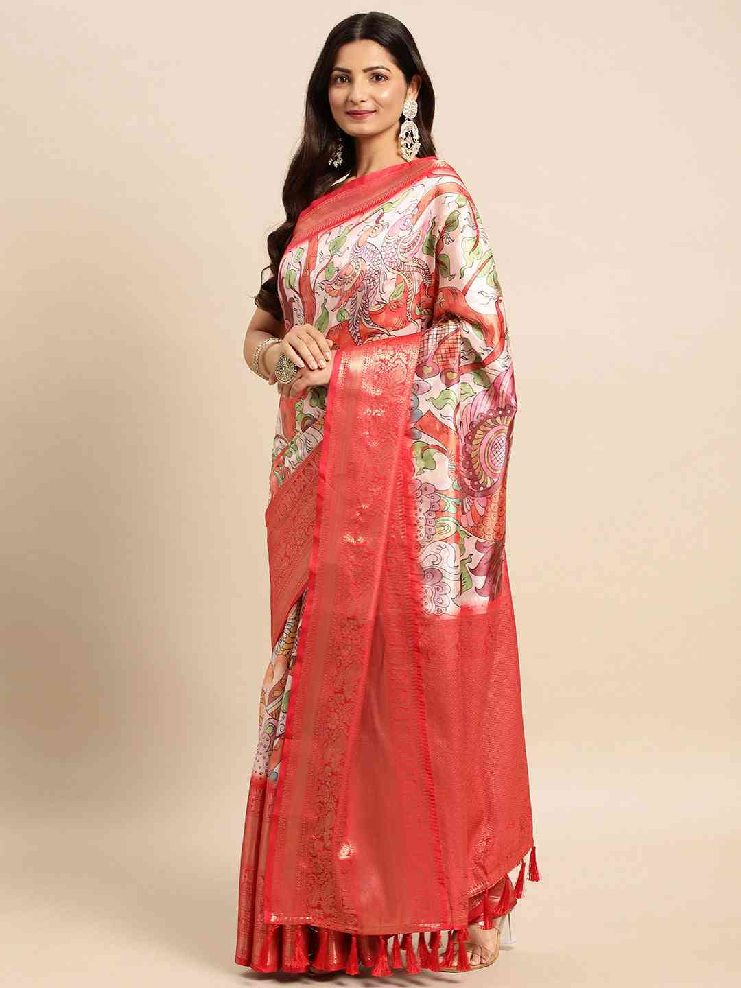 Kalamkari Pattu Banarasi Silk Saree