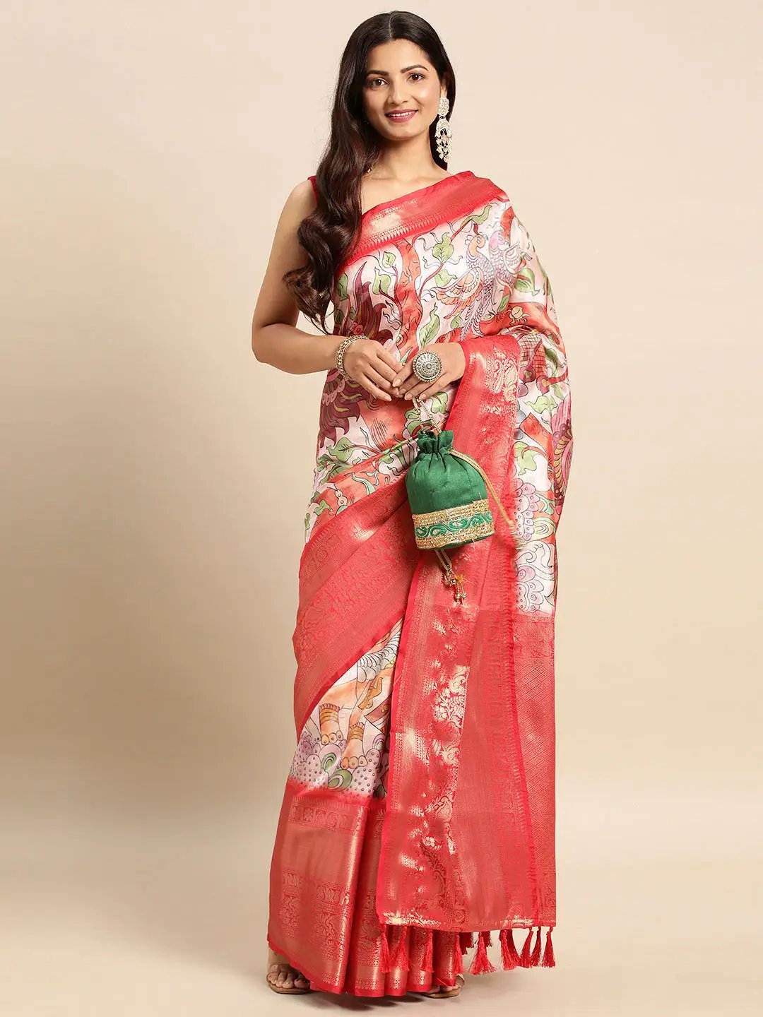 Kalamkari Pattu Banarasi Silk Saree