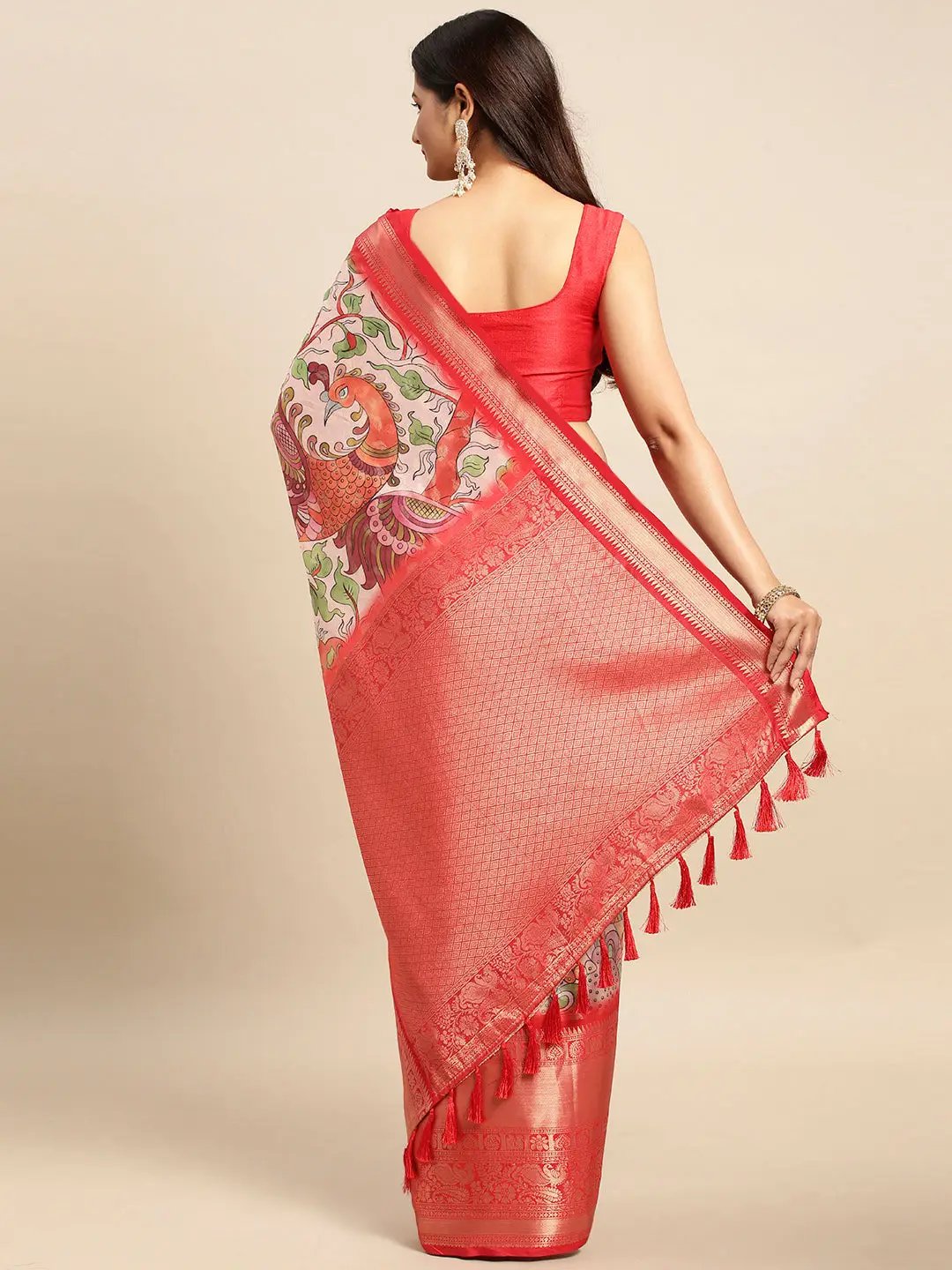 Kalamkari Pattu Banarasi Silk Saree