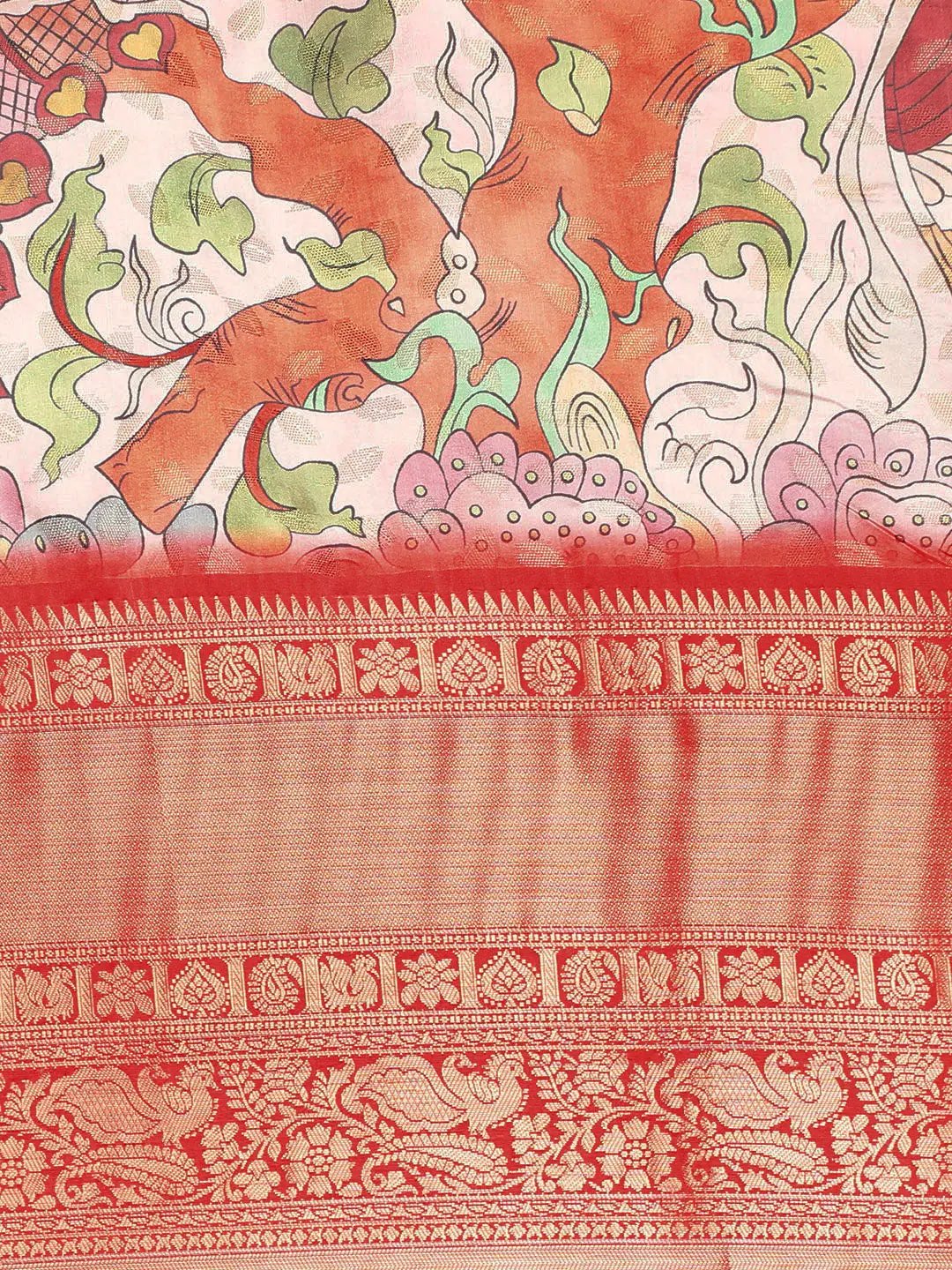 Kalamkari Pattu Banarasi Silk Saree
