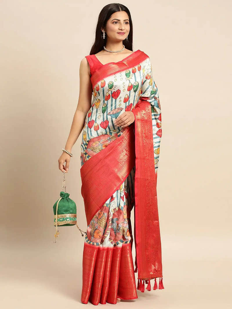 Trendy Kalamkari Pattu Banarasi Silk Saree