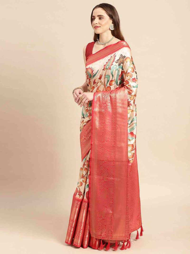 Latest Kalamkari Pattu Banarasi Silk Saree