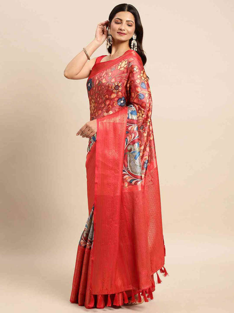Exclusive Kalamkari Pattu Banarasi Silk Saree