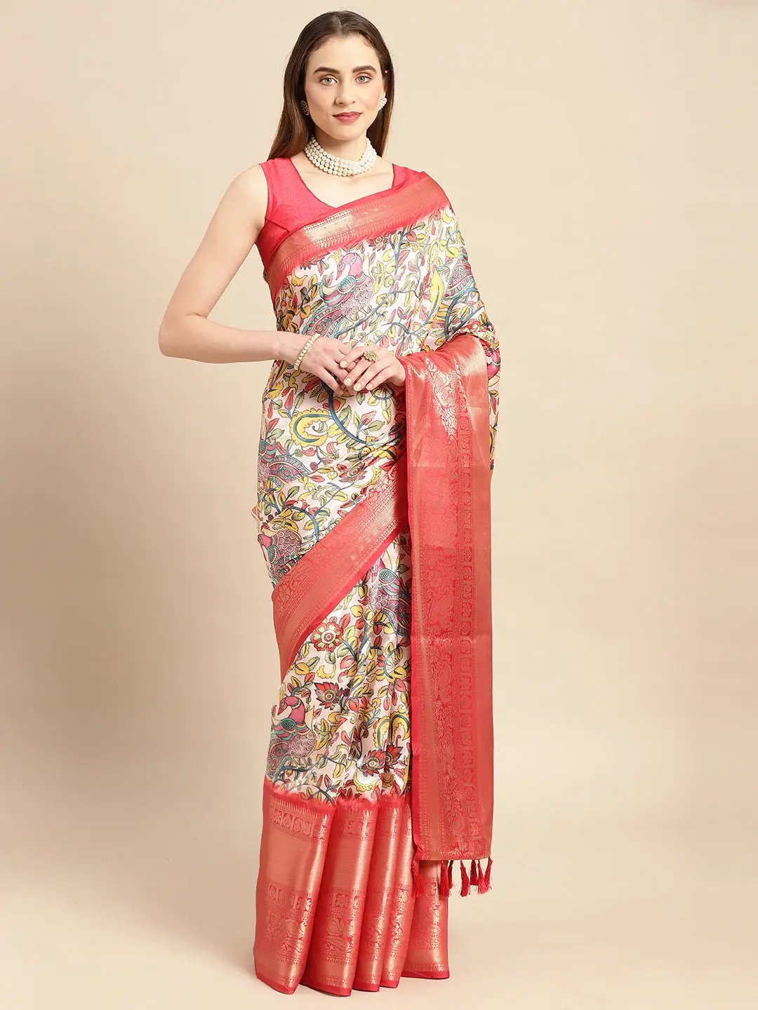 Kalamkari Pattu Banarasi Silk Saree