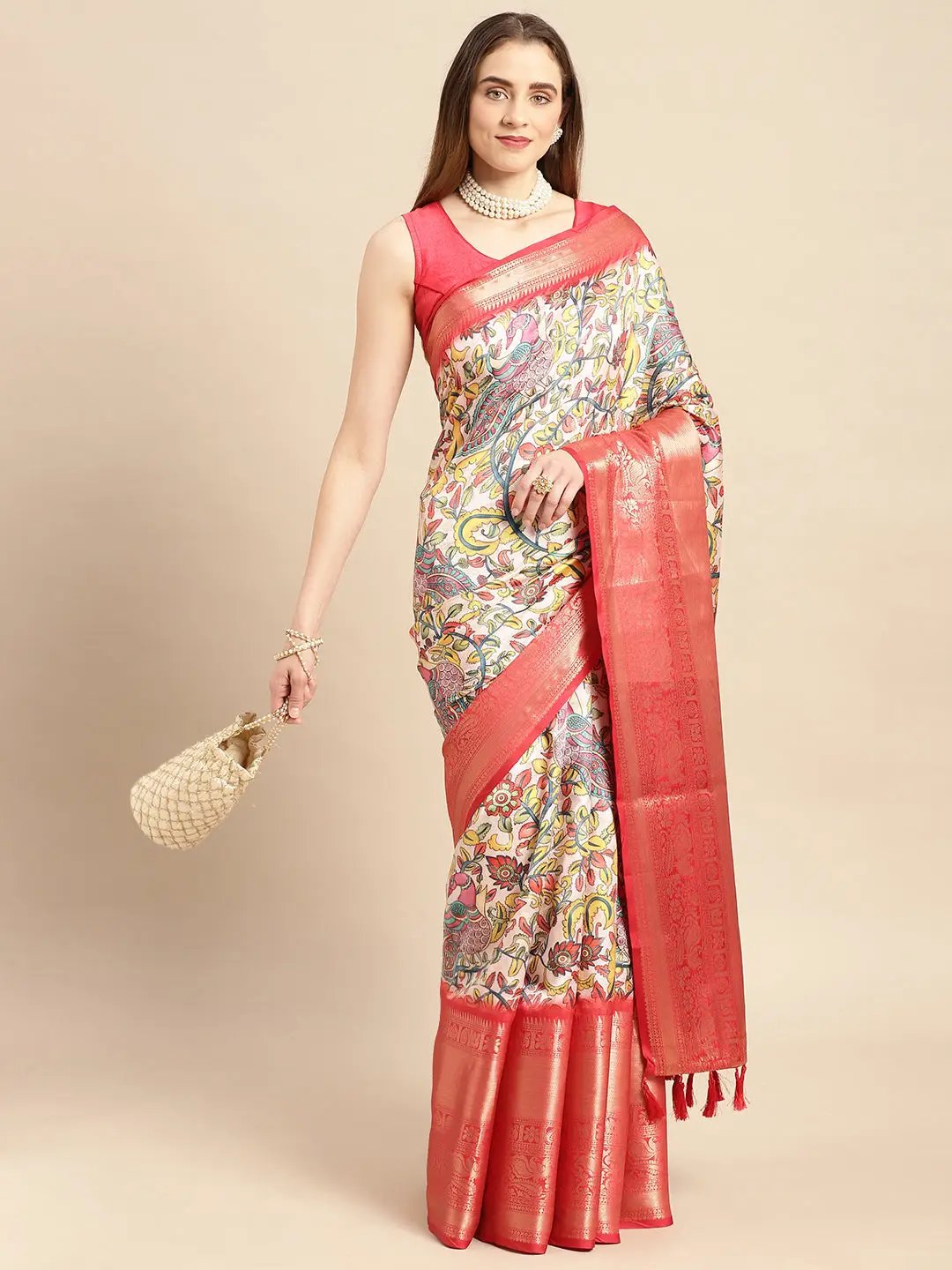 Kalamkari Pattu Banarasi Silk Saree