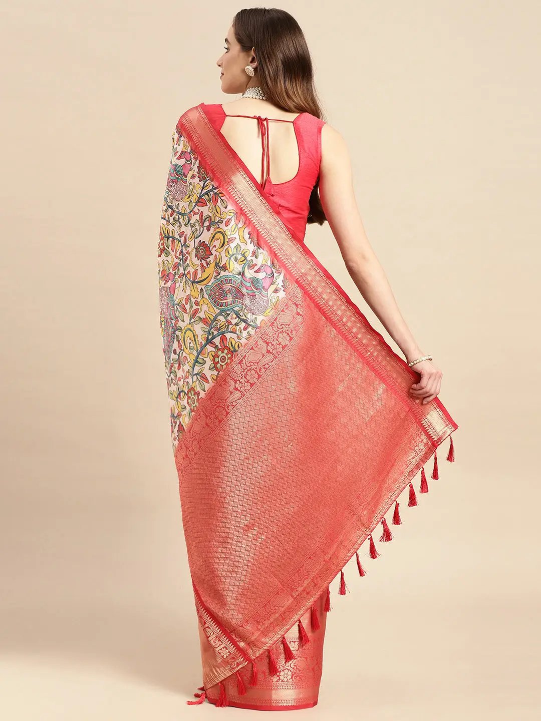 Kalamkari Pattu Banarasi Silk Saree
