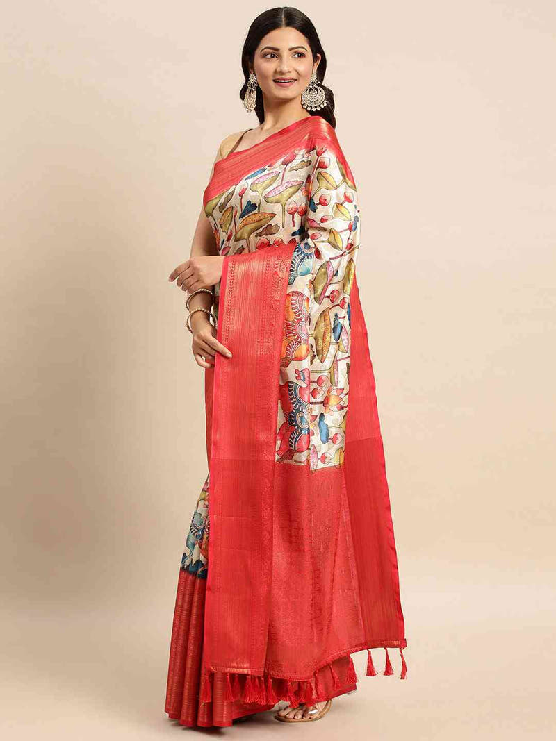 Kalamkari Pattu Banarasi Silk Saree