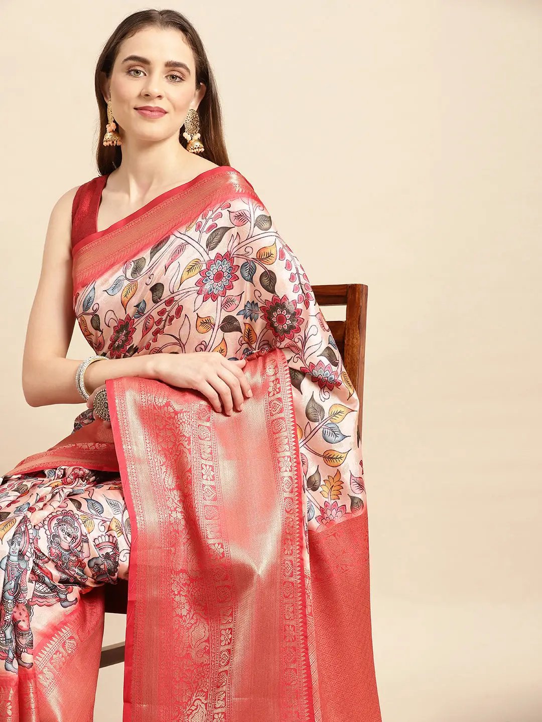 Kalamkari Pattu Banarasi Silk Saree