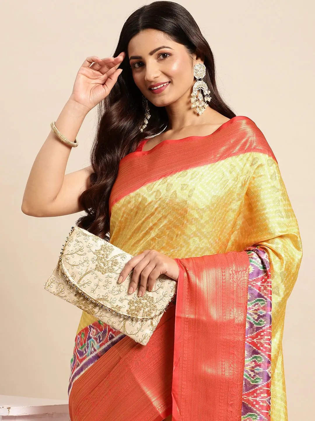 Ikkat Digital Pattu Banarasi Silk Saree
