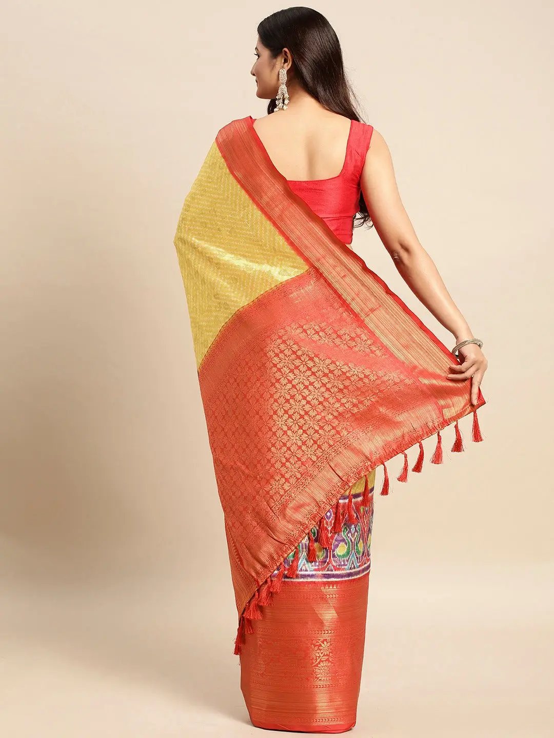 Ikkat Digital Pattu Banarasi Silk Saree