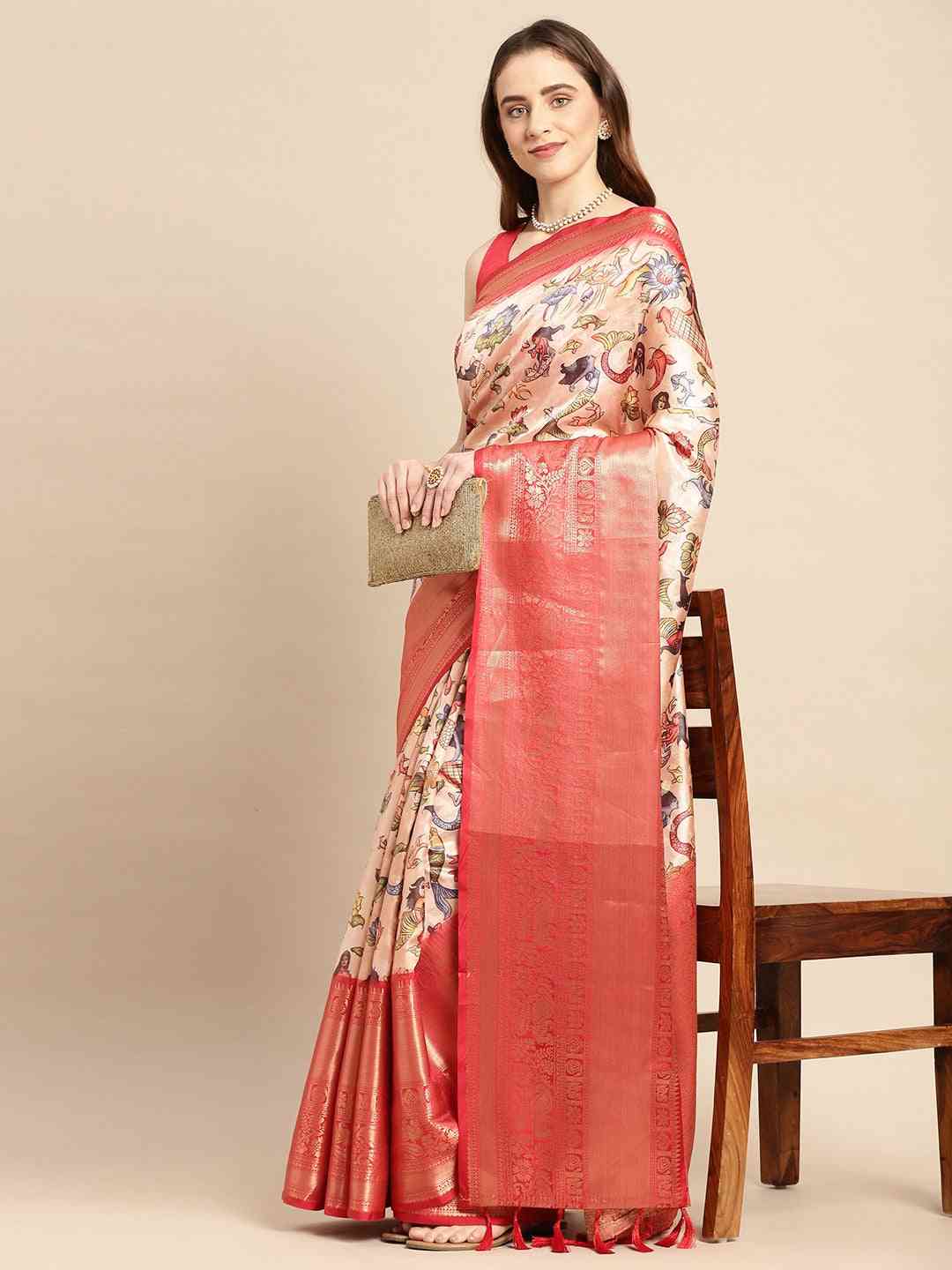 Kalamkari Pattu Banarasi Silk Saree