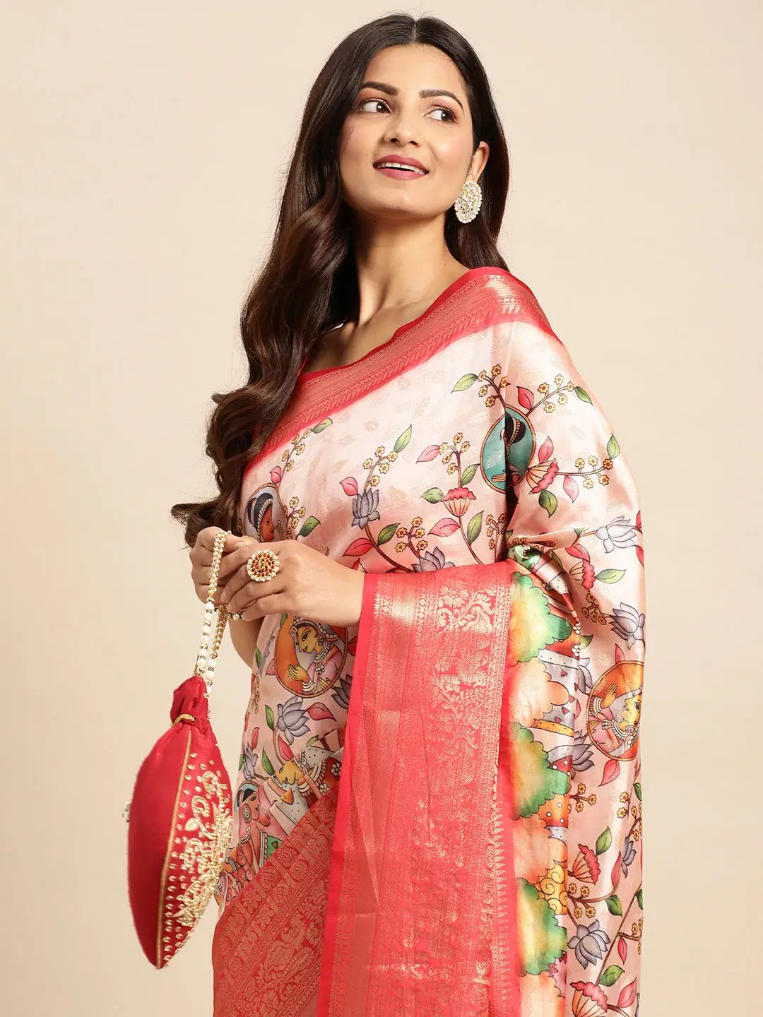 Kalamkari Pattu Banarasi Silk Saree