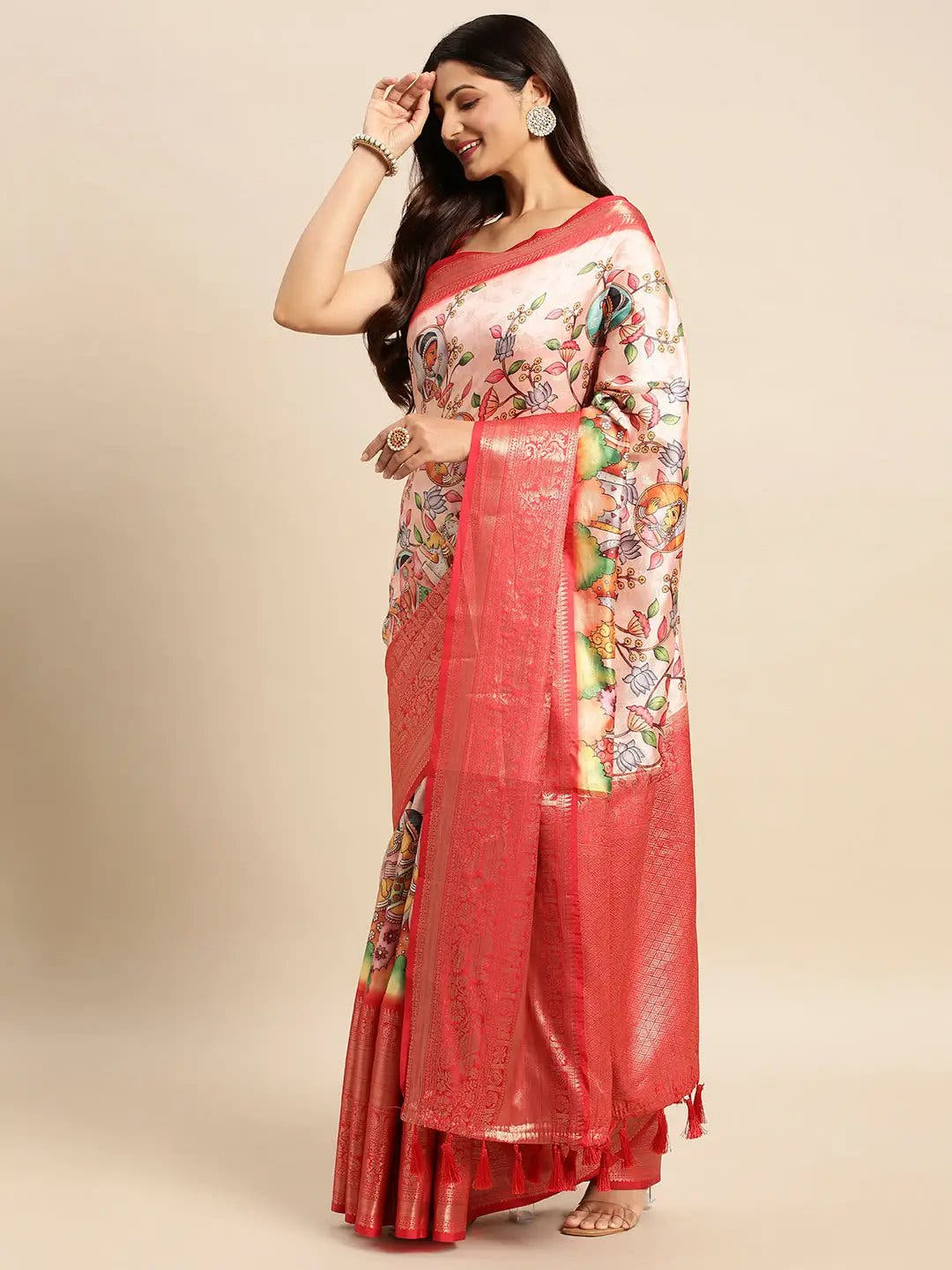 Kalamkari Pattu Banarasi Silk Saree