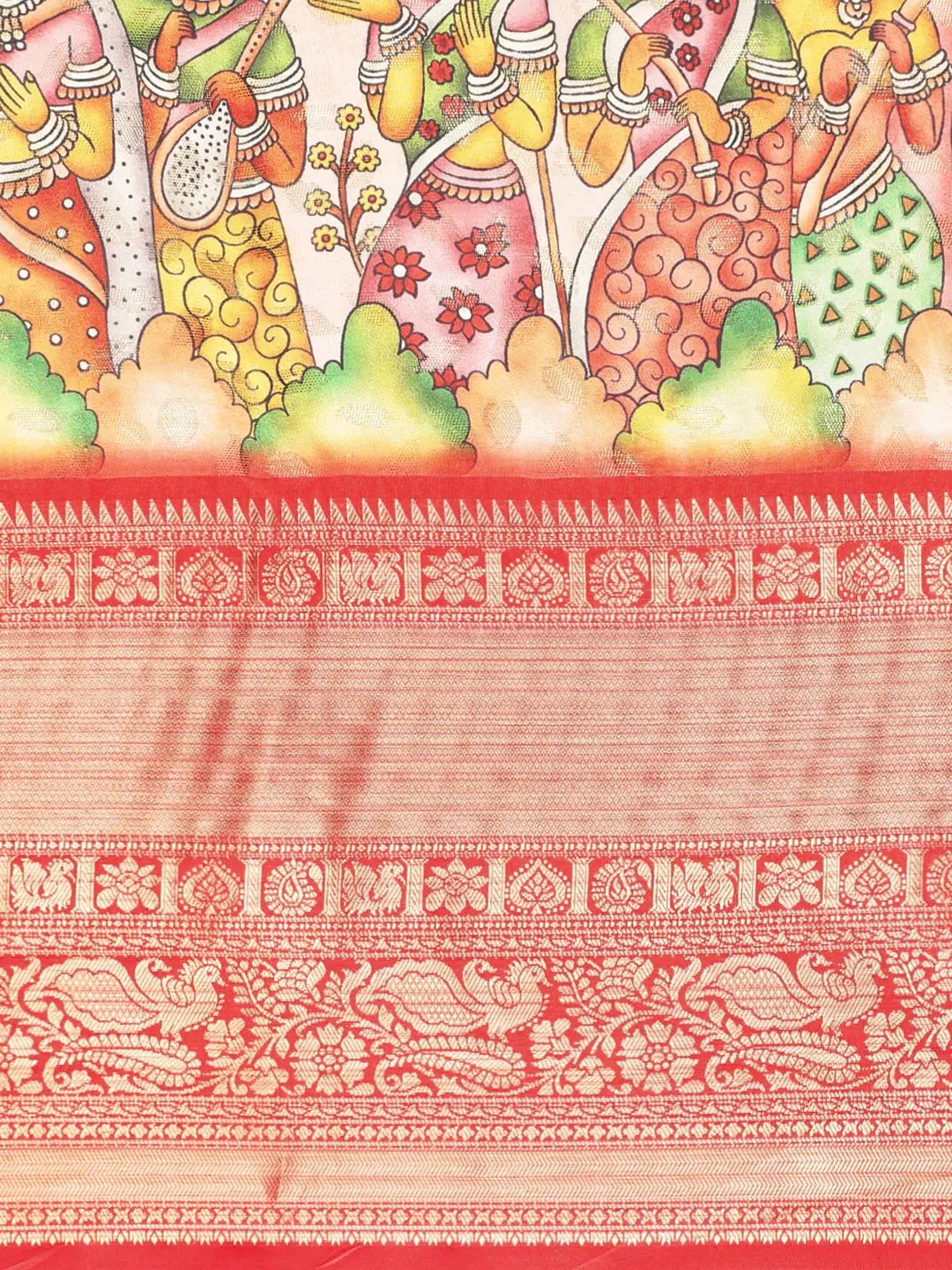 Kalamkari Pattu Banarasi Silk Saree