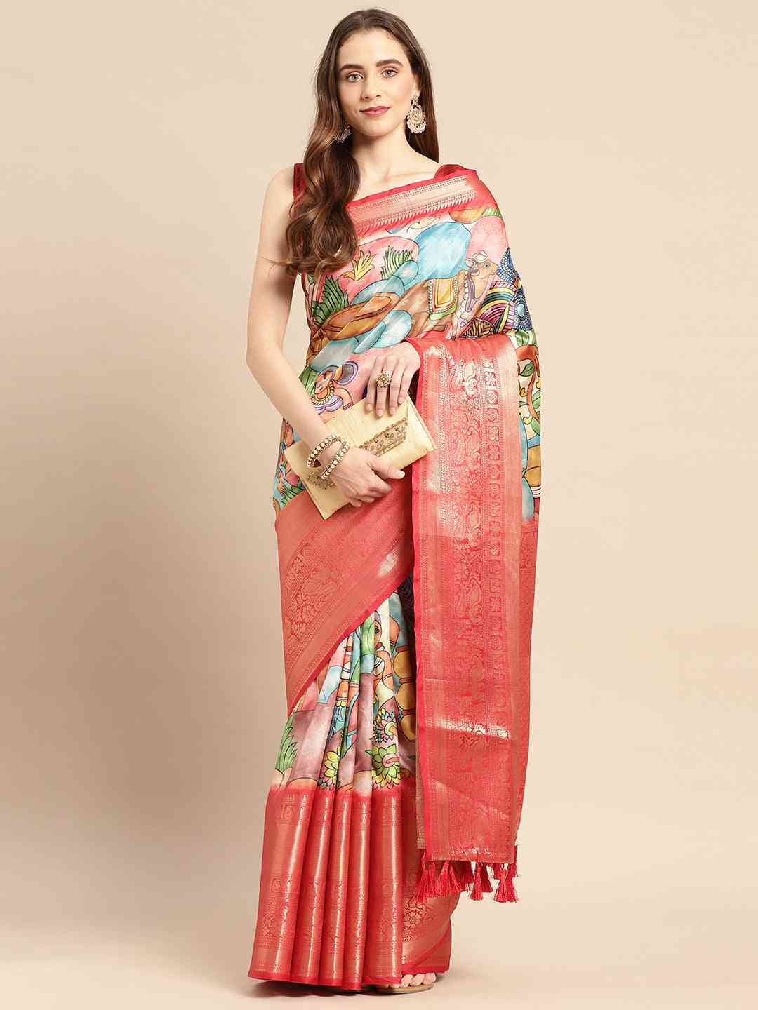 Kalamkari Pattu Banarasi Silk Saree