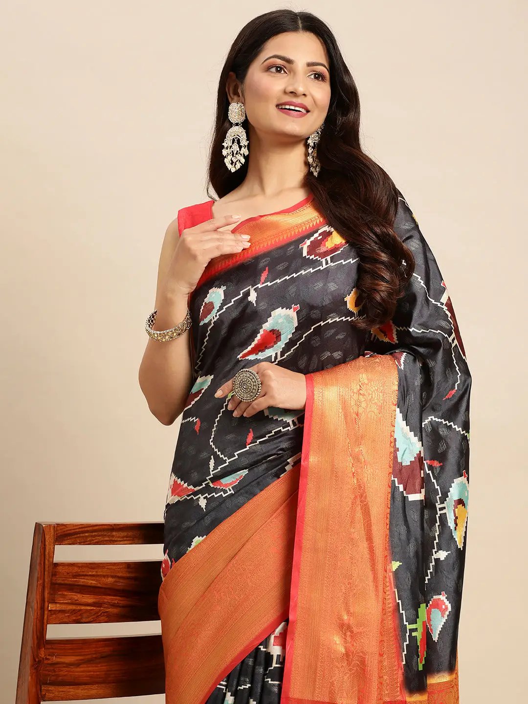 Kalamkari Pattu Banarasi Silk Saree