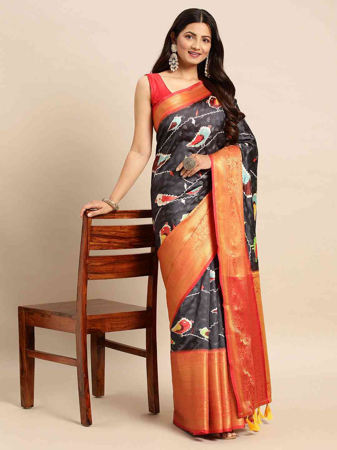 Kalamkari Pattu Banarasi Silk Saree