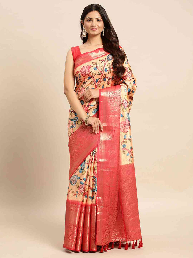 Kalamkari Pattu Banarasi Silk Saree