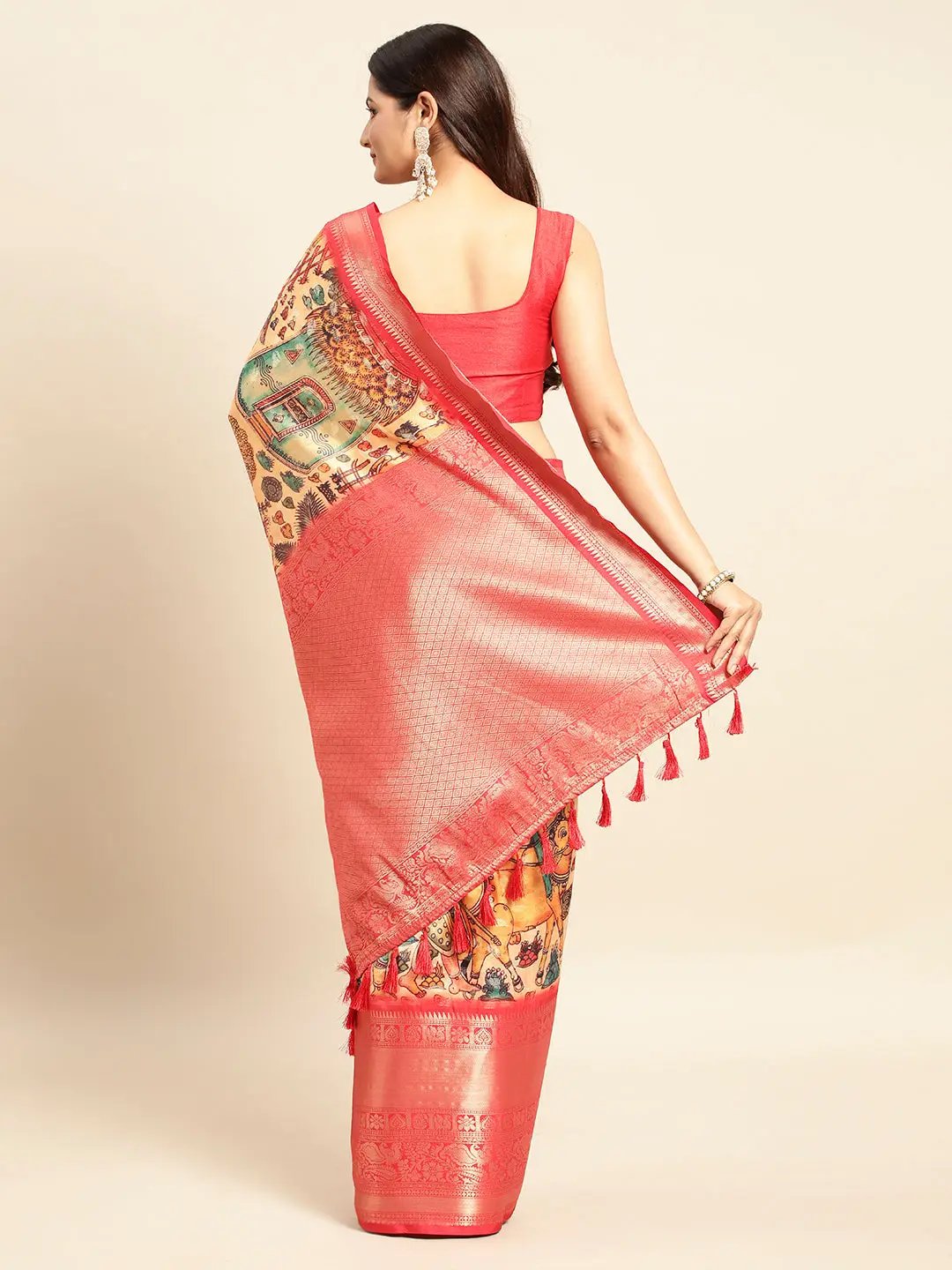 Kalamkari Pattu Banarasi Silk Saree