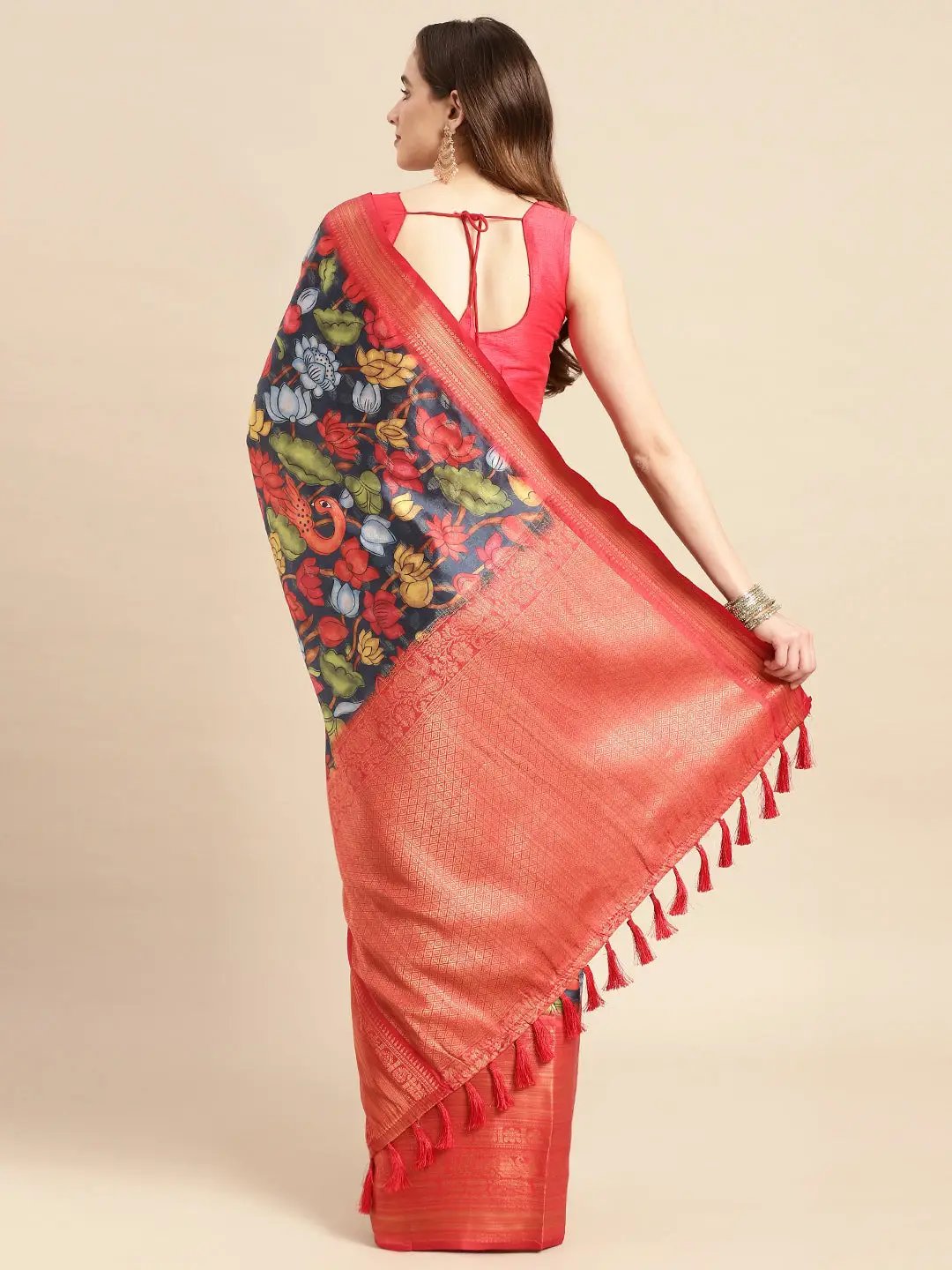 Kalamkari Pattu Banarasi Silk Saree