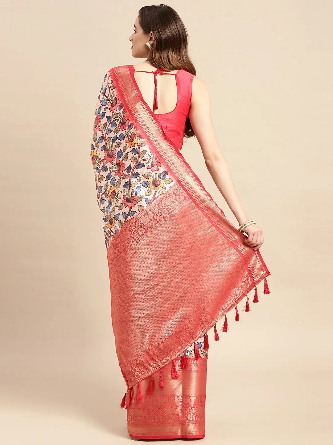 Kalamkari Pattu Banarasi Silk Saree