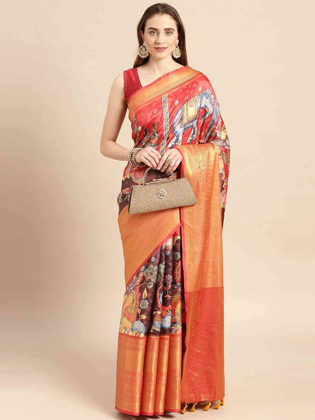 Kalamkari Pattu Banarasi Silk Saree