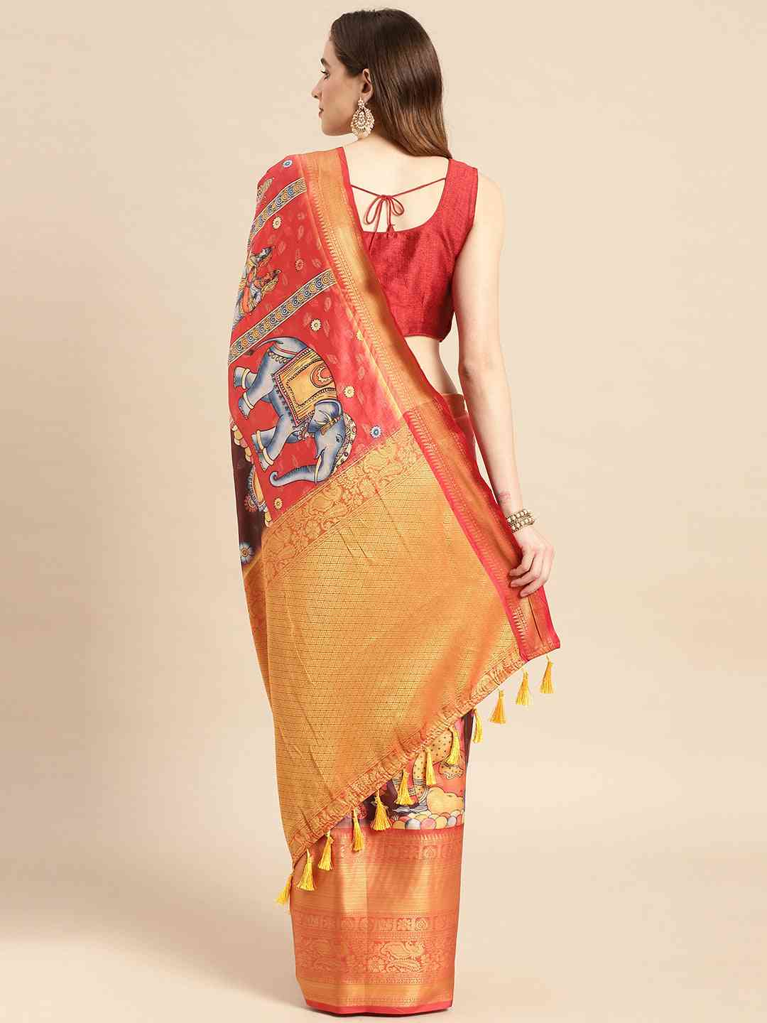 Kalamkari Pattu Banarasi Silk Saree
