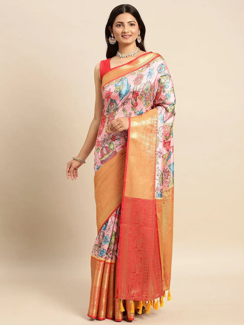 Kalamkari Pattu Banarasi Silk Saree