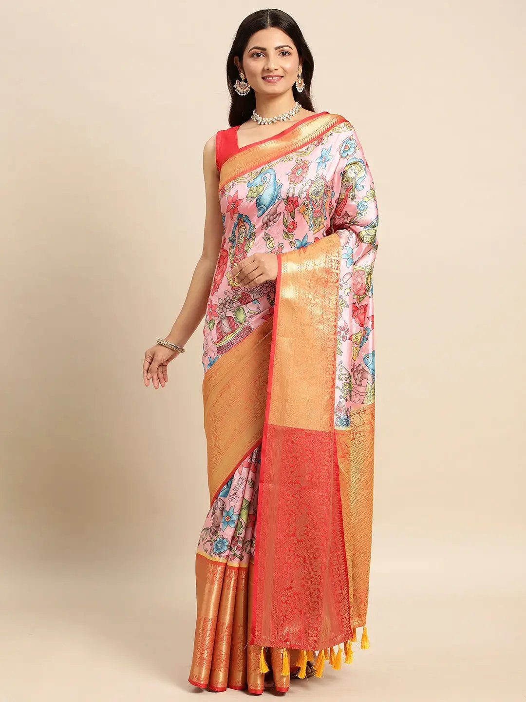 Kalamkari Pattu Banarasi Silk Saree