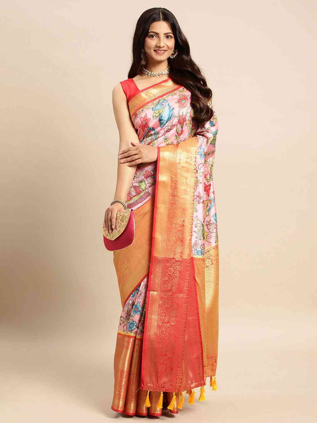 Kalamkari Pattu Banarasi Silk Saree