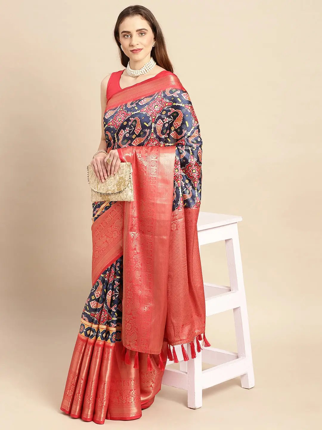 Kalamkari Pattu Banarasi Silk Saree