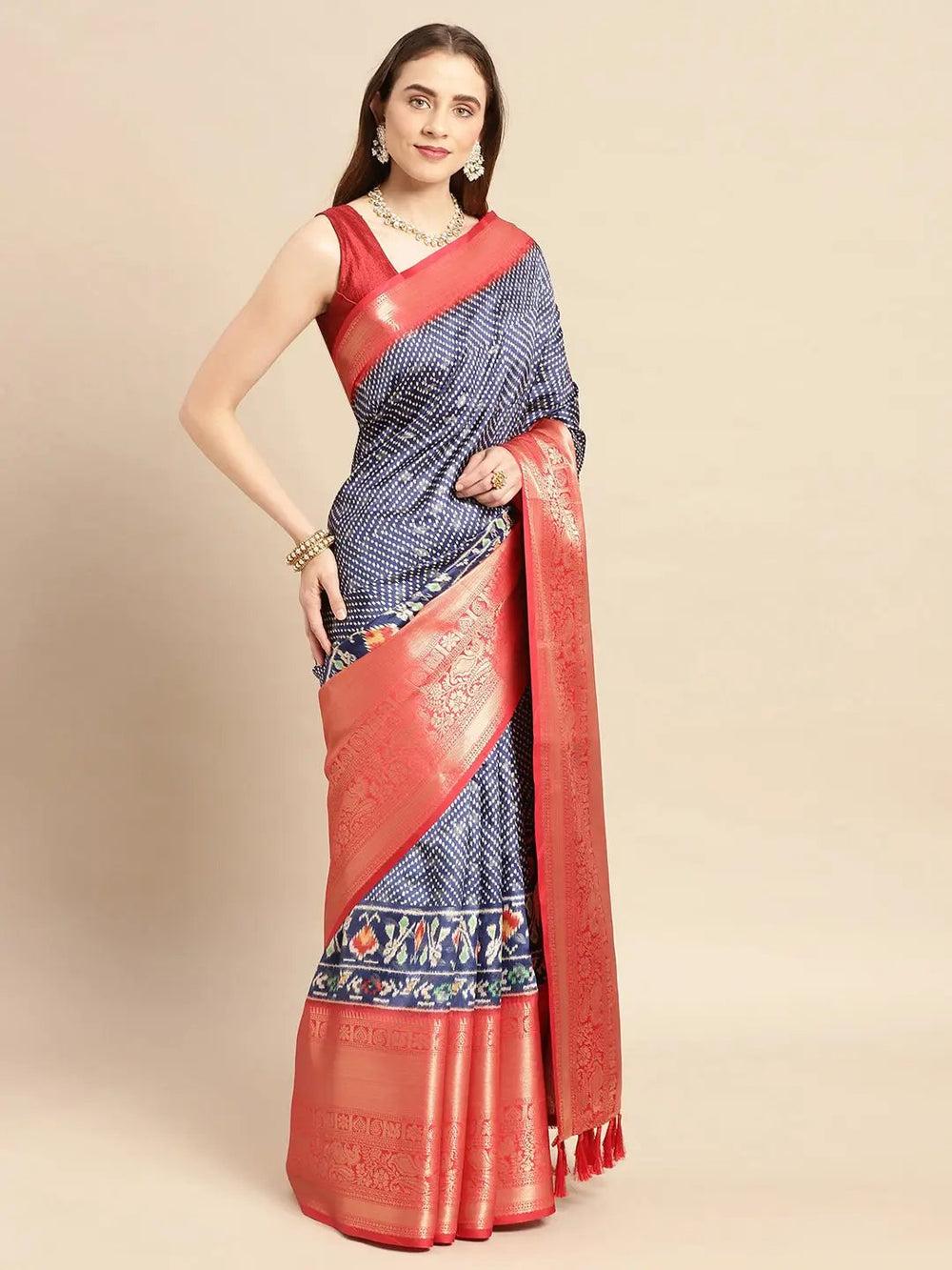 Kalamkari Pattu Banarasi Silk Saree