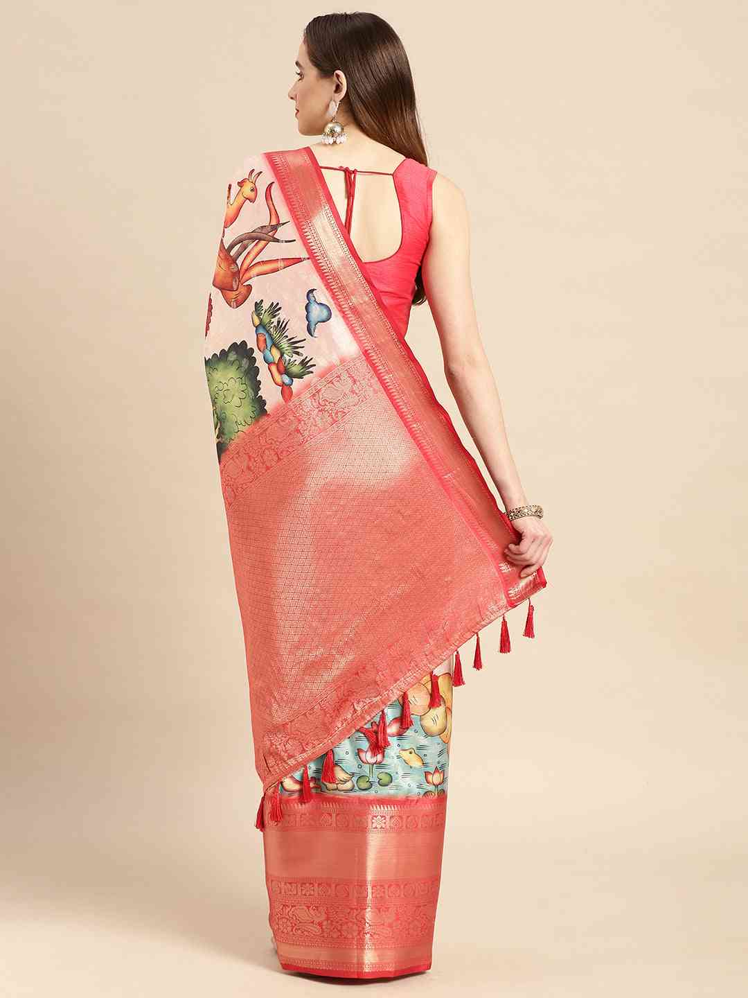 Kalamkari Pattu Banarasi Silk Saree