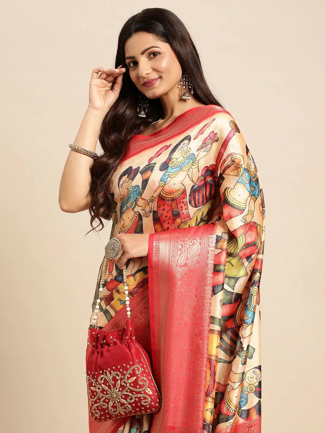 Kalamkari Pattu Banarasi Silk Saree