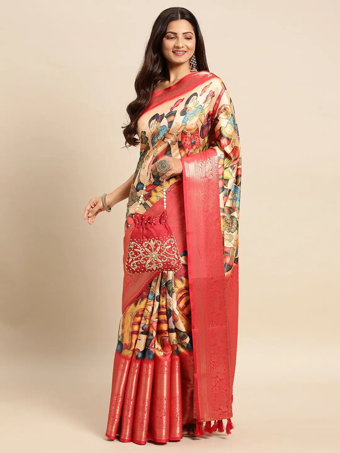 Kalamkari Pattu Banarasi Silk Saree