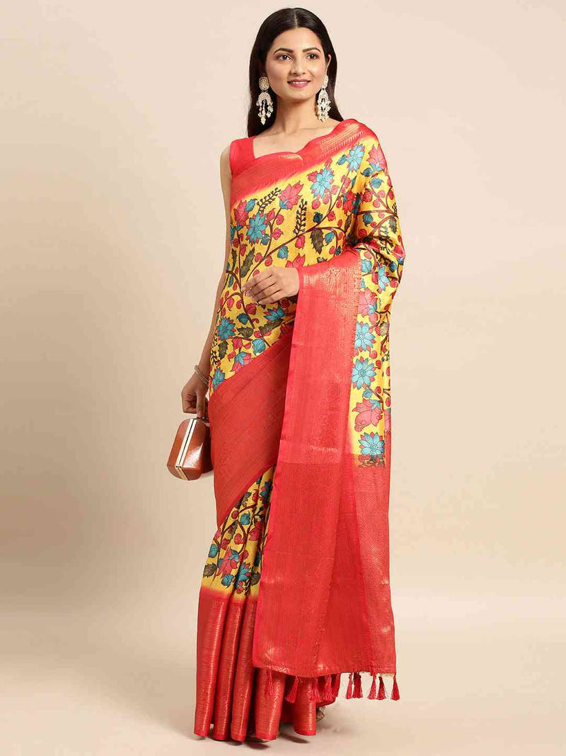 Kalamkari Pattu Banarasi Silk Saree