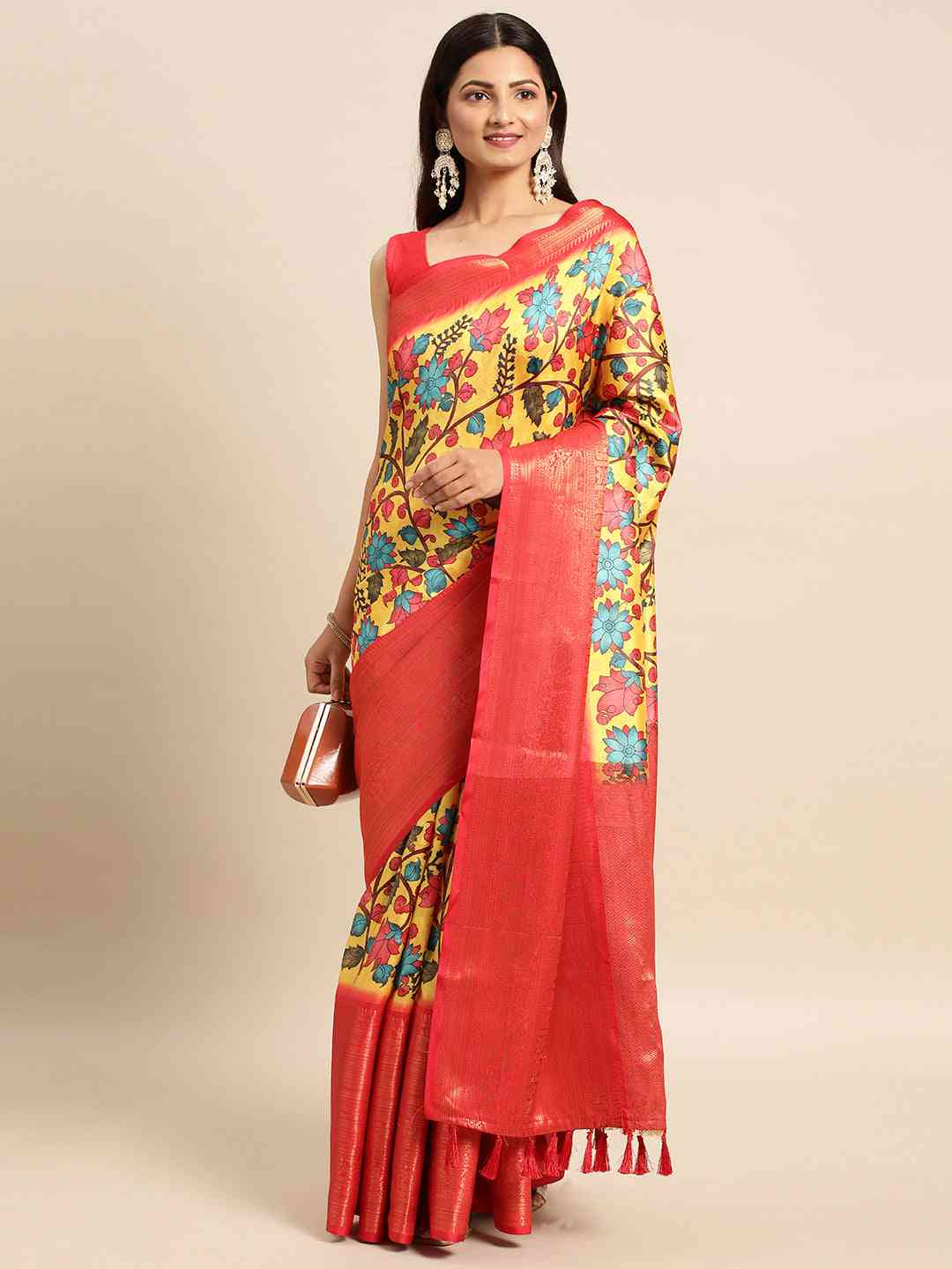 Kalamkari Pattu Banarasi Silk Saree