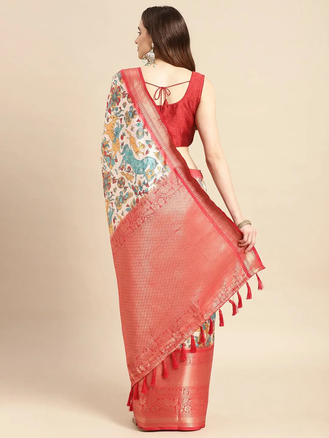 Kalamkari Pattu Banarasi Silk Saree