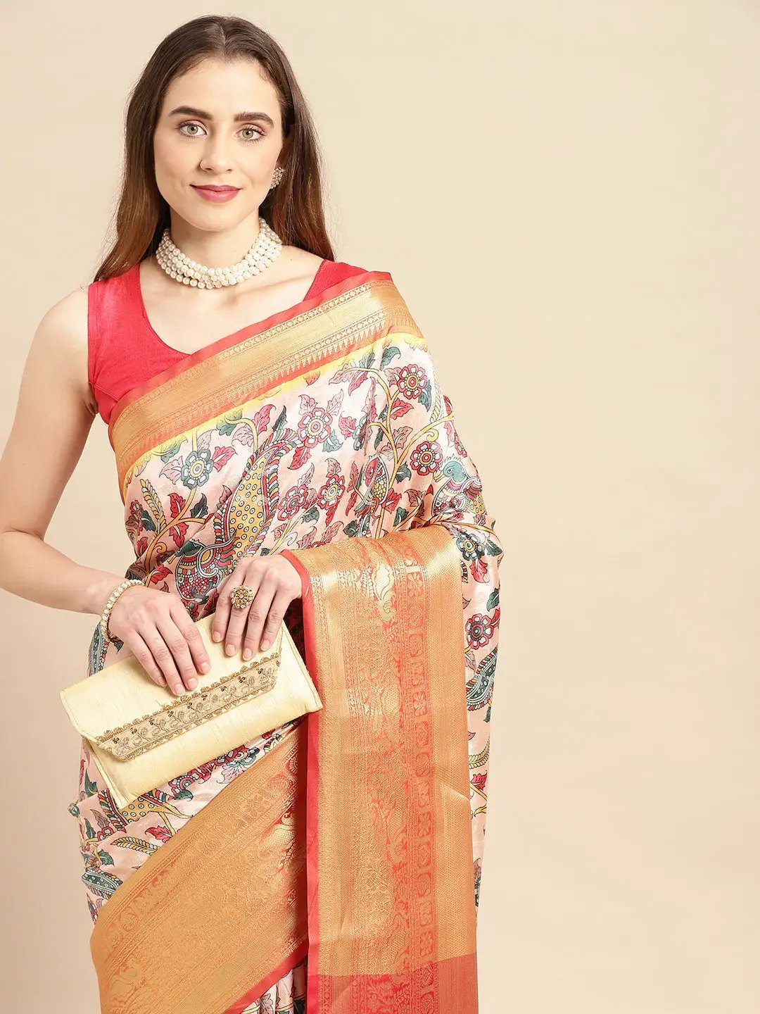 Kalamkari Pattu Banarasi Silk Saree