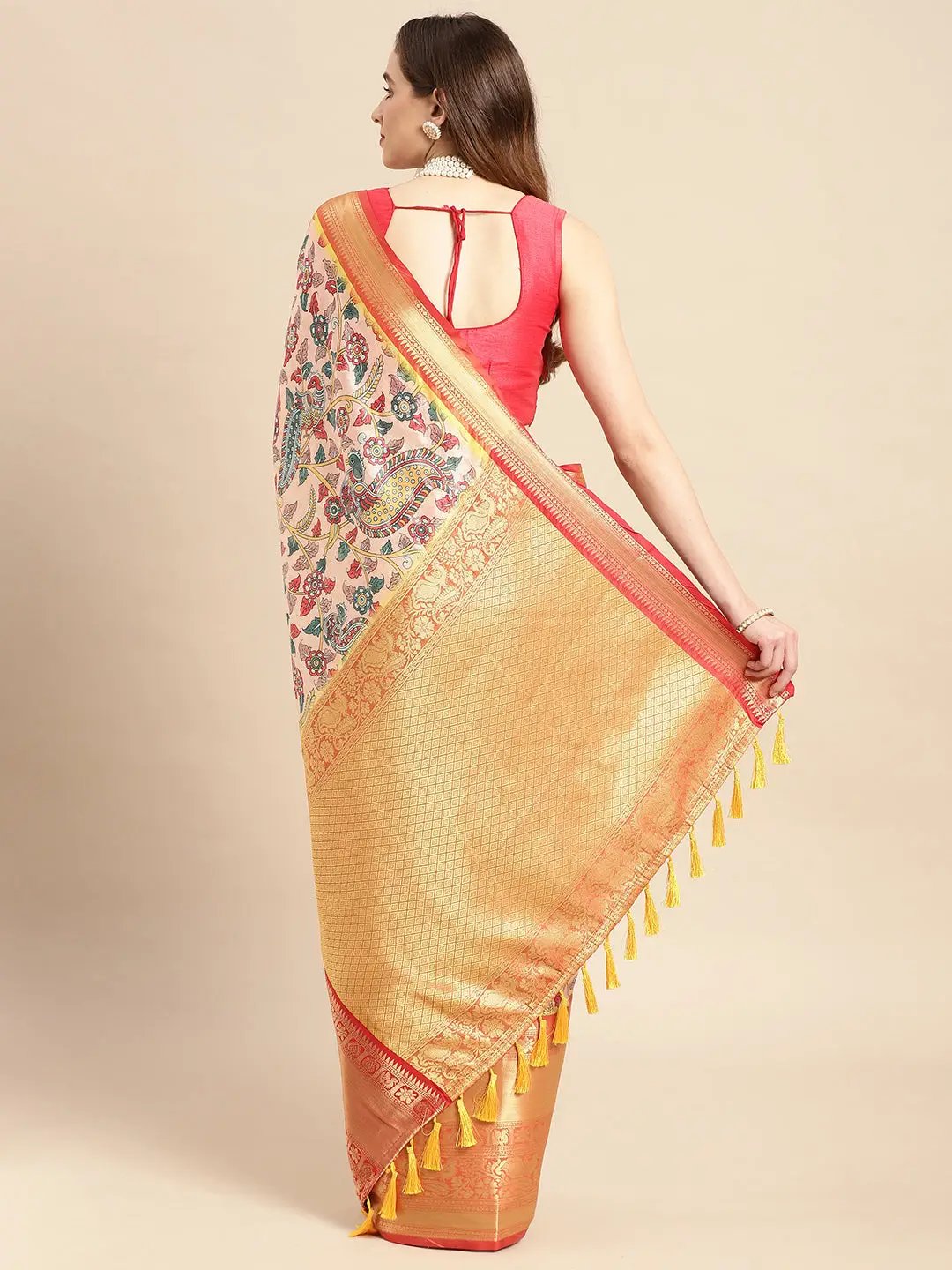 Kalamkari Pattu Banarasi Silk Saree