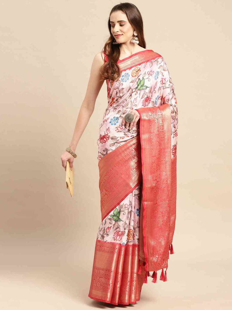 Kalamkari Pattu Banarasi Silk Saree