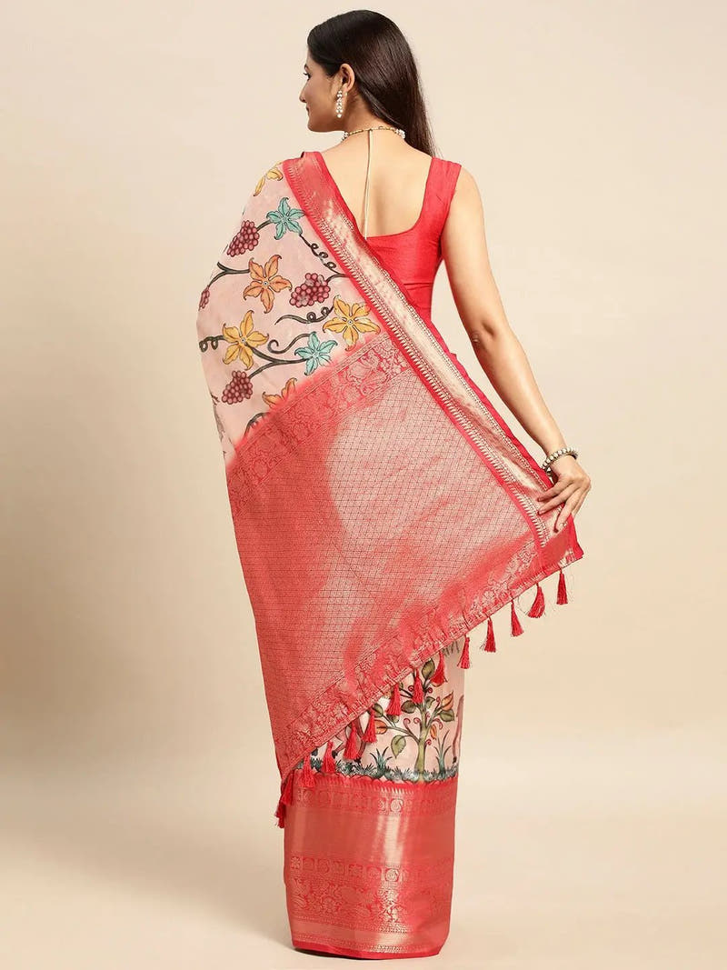 Kalamkari Pattu Banarasi Silk Saree