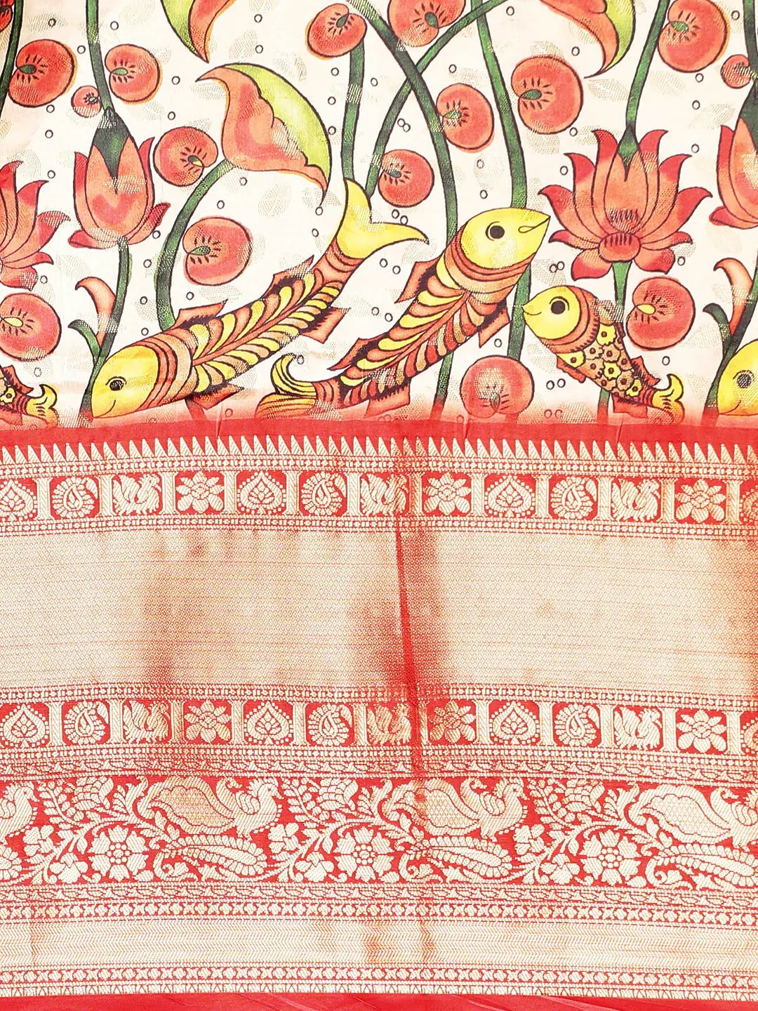 Kalamkari Pattu Banarasi Silk Saree